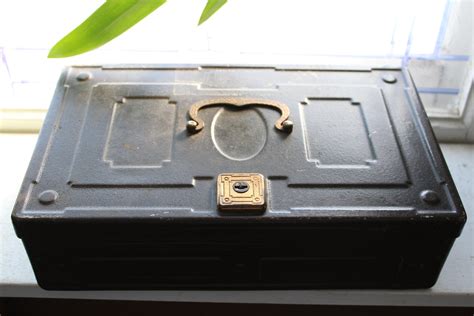 metal lock box vintage hilfiger|Antique Metal Lock Box .